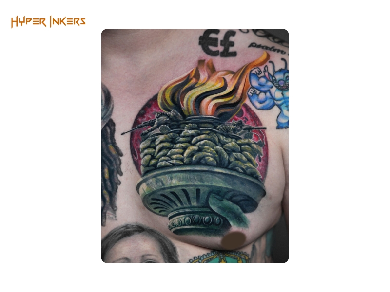 Power and heritage in black and grey. This pectoral piece is designed to fortify the physique, turning art into armor.