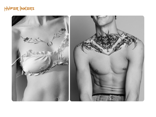 best spots for a chest tattoo - Hyper Inkers Chosen to represent concepts of duality, symmetrical pec tattoos result in a powerful and perfectly balanced look.