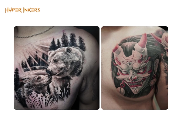 collarbone tattoo placement - Hyper Inkers A classic placement over the heart, the single pectoral tattoo is a focused statement of love and loyalty.