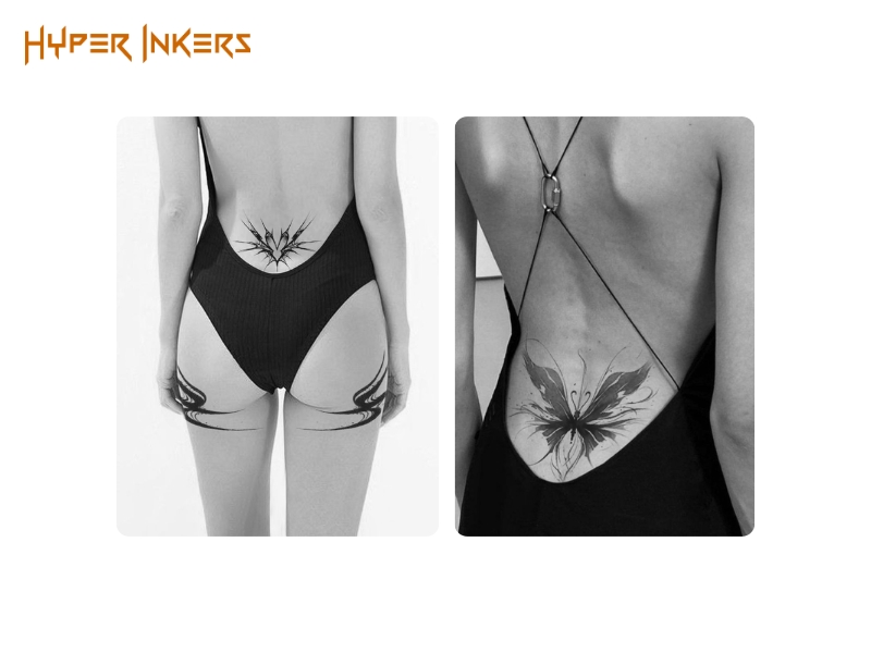 where to get a tattoo on your back - Hyper Inkers A lower back tattoo accentuates the body's natural curves, offering an elegant canvas for designs that flow horizontally.