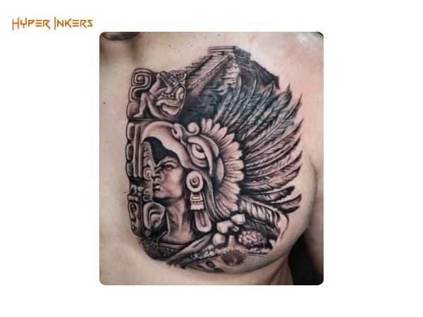 Power and heritage in black and grey. This pectoral piece is designed to fortify the physique, turning art into armor.