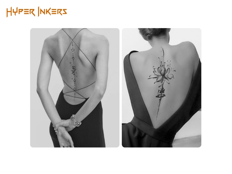 back piece tattoo ideas - Hyper Inkers A spine tattoo is a visually dramatic statement, but its striking elegance comes at the high price of pain.