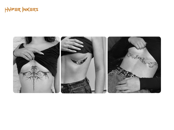 sternum tattoo placement - Hyper Inkers An empowering and intimate placement, the underboob tattoo is designed to flow with the body's natural curves.