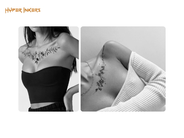 upper chest tattoo placement - Hyper Inkers An elegant and highly visible frame, the collarbone is perfect for showcasing delicate script or floral designs.